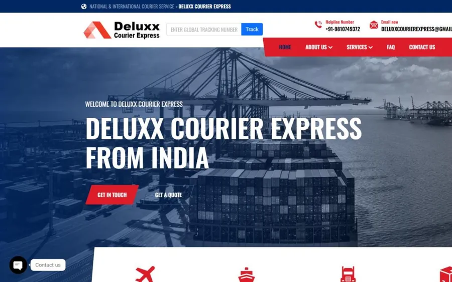 Home page of the Deluxx Courier Express website
