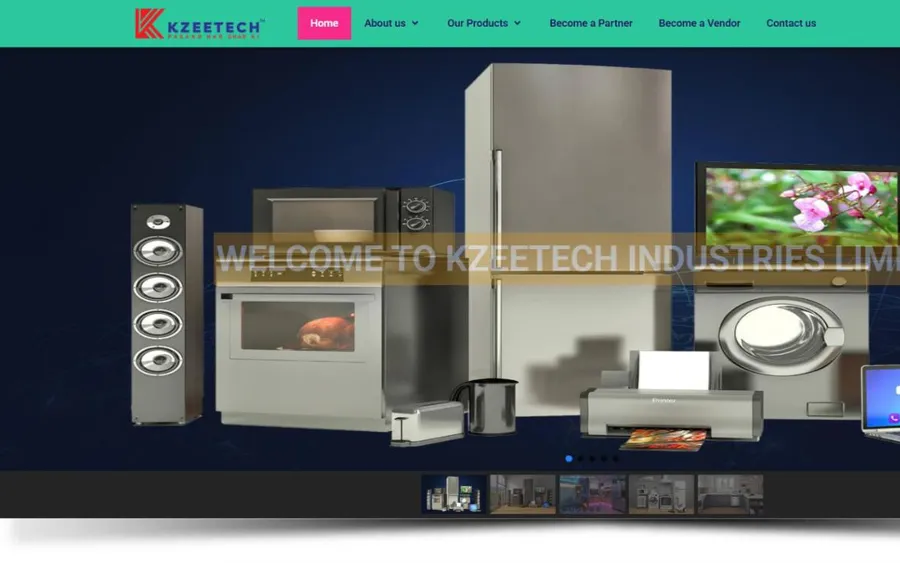 Home page of the Kzeetech Industries website