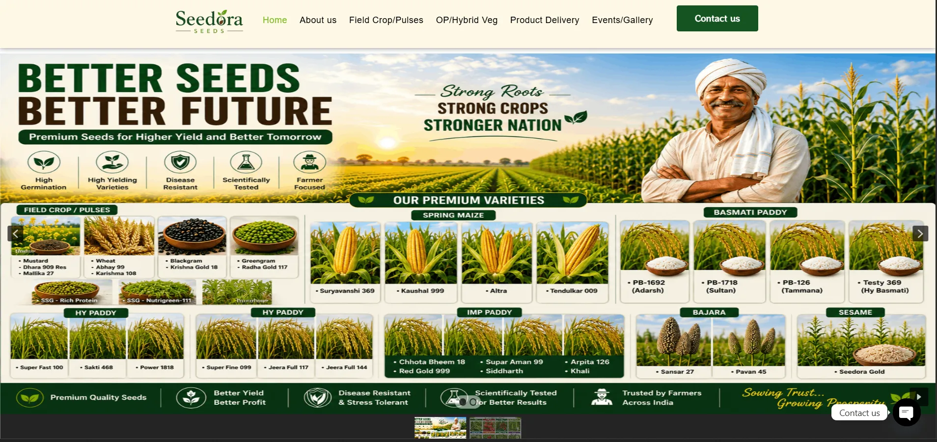 Home page of the Seedora Seeds website
