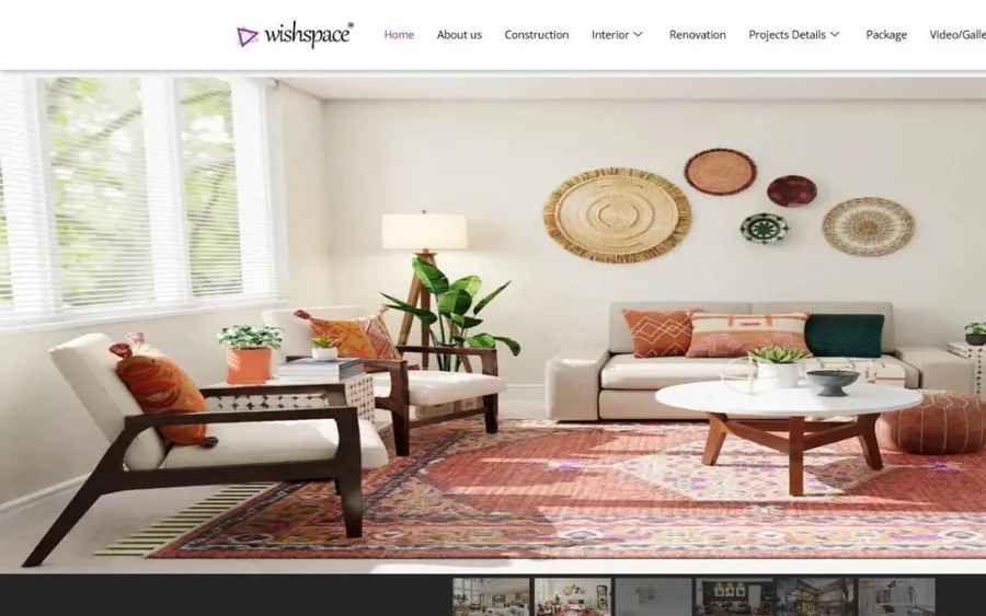 Home page of the Wishspace website